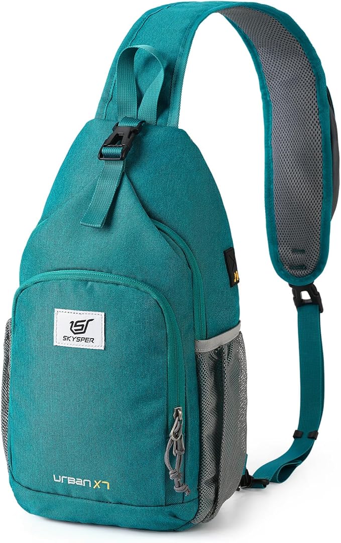 SKYSPER Sling Bag RFID Crossbody Sling Backpack Cross Body Shoulder Bag Travel Hiking Daypack for Women Men(Cyan)