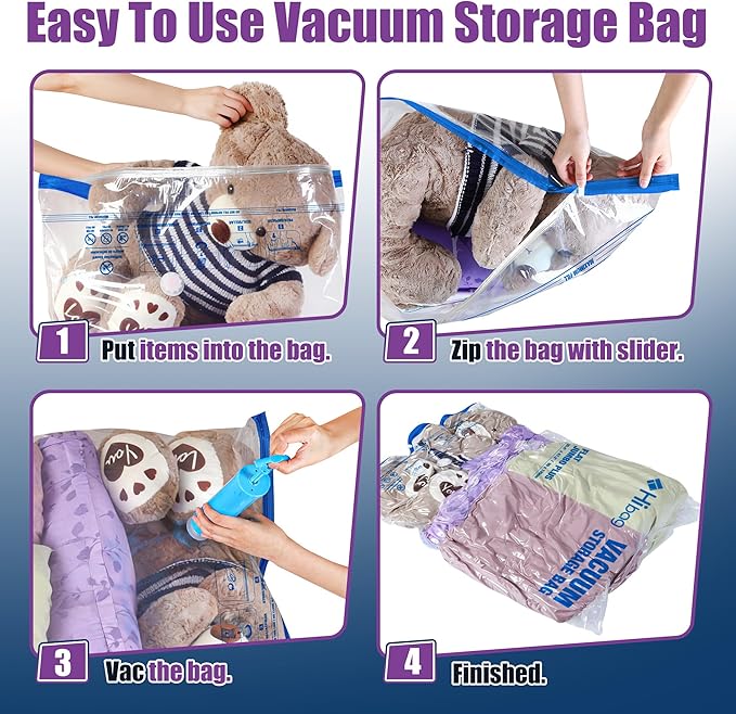 XXL Jumbo 47''X35'' Vacuum Storage Space Bags Extra Large for Blanket Bedding Comforters with Hand Pump (6 Pack)