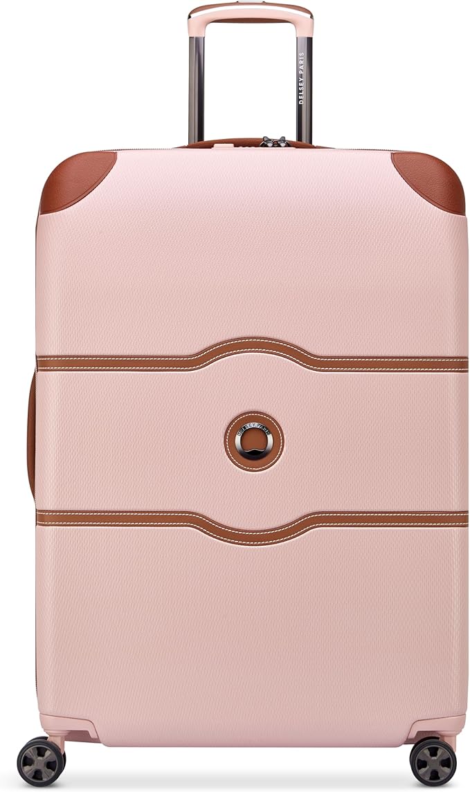 DELSEY PARIS Chatelet Air 2.0 Hardside Luggage with Spinner Wheels, Blush Pink, Checked-Large 28 Inch