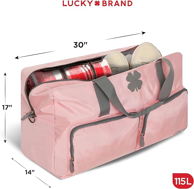 Lucky Travel Duffel Bags 115L, Gym Bag, Travel Bag & Large Duffle Bag for Men, Foldable Overnight Weekender Bags for Women & Men with Adjustable Shoulder Strap, Bridal Rose