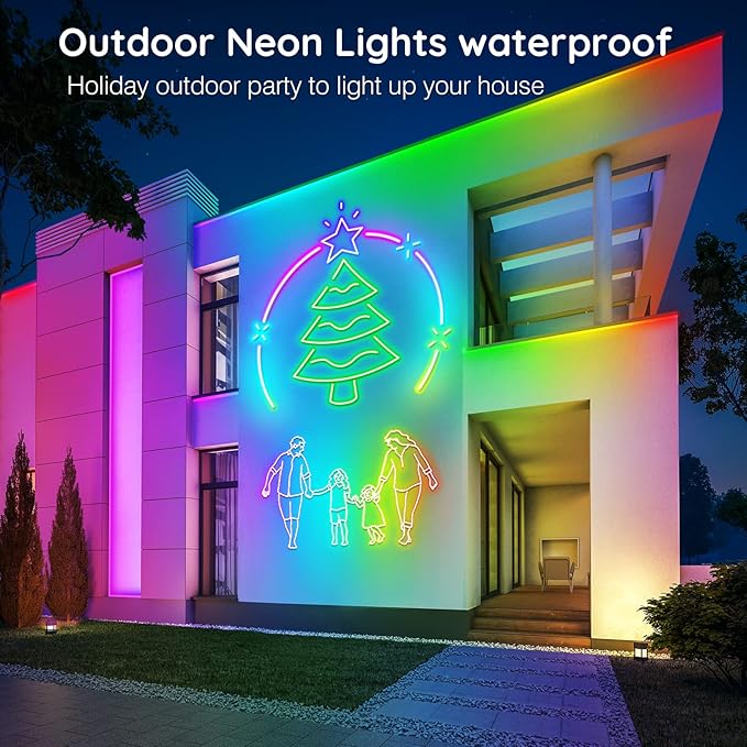 AILBTON 60Ft Neon Rope Lights,Flexible Led Rope Lights Control with App/Remote,Multiple Modes Music Sync Gaming RGB Led Neon Lights for Bedroom Outdoor