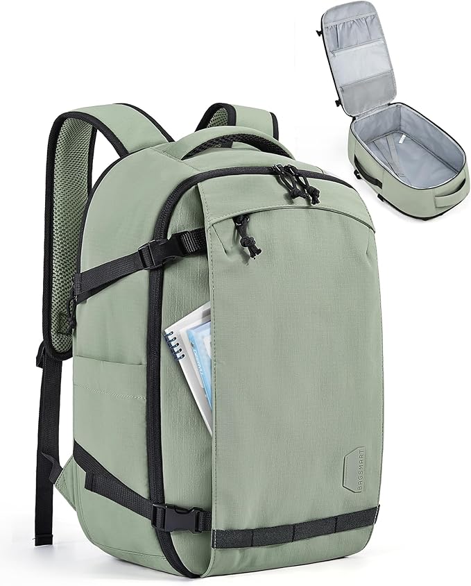 BAGSMART Travel Backpack Women, 17.3 Inch Carry On Backpack Flight Approved, TSA Approved Personal Item Travel Bag, Water Resistant Weekender Bag Luggage Daypack, Pistachio