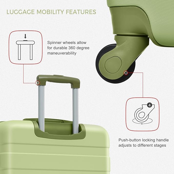 3 Pcs Expandable ABS Hardshell Luggage Sets Spinner Wheel Suitcase Set TSA Lock Suit Case
