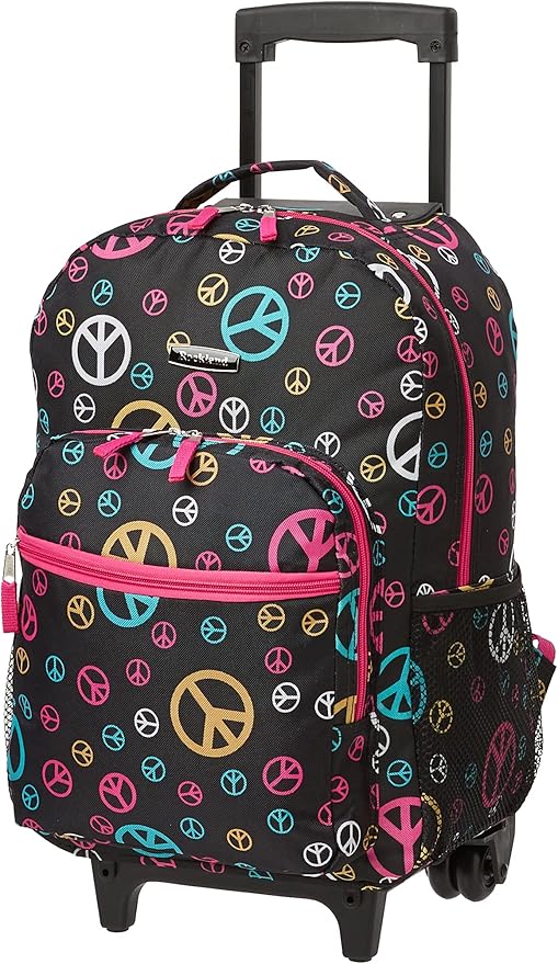 Rockland Double Handle Rolling Backpack, Peace, 17"