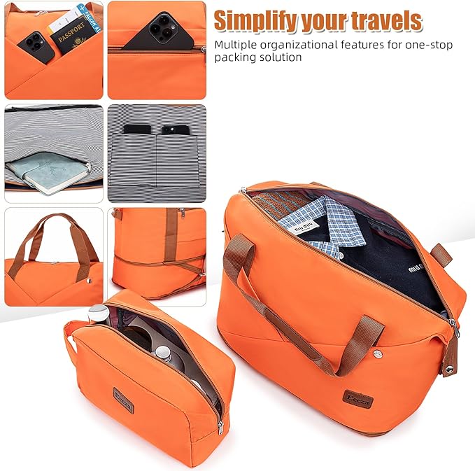 Luggage Sets 5 Piece Suitcases with Wheels,ABS Hard Case Suitcases with Spinner Wheels,Durable Travel Luggage(Orange, 5 Piece Set(20"/24"/28"))