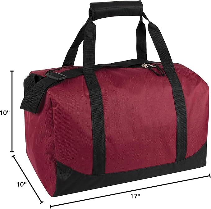 30 Liter, 17 Inch Canvas Duffle Bags for Men and Women – Travel Weekender Overnight Carry-On Shoulder Duffel Tote Bags (Red)
