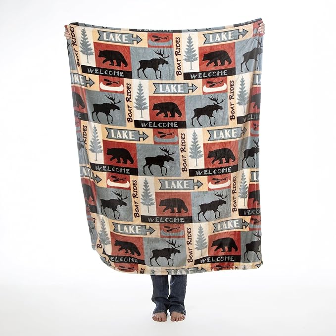 CARSTENS, INC. Travel Blanket, Premium Compact 2-in-1 Airplane Blanket/Pillow, Lake House