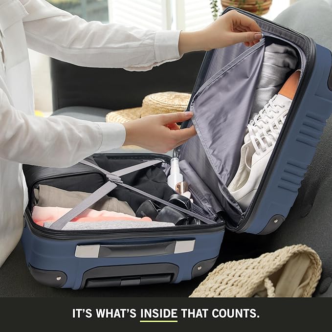 Kenneth Cole REACTION Out of Bounds Lightweight Hardshell 4-Wheel Spinner Luggage, Naval, 20-Inch Carry On