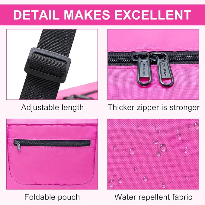 HOLYLUCK Foldable Travel Duffel Bag For Women & Men Luggage Great for Gym - Fuchsia