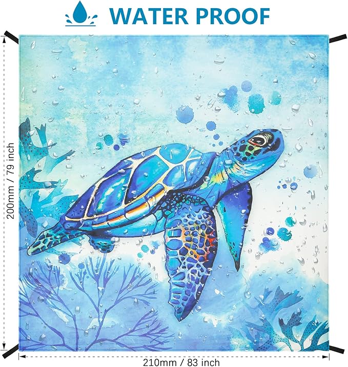 HIHOHO Beach Blanket Waterproof Sandproof Beach Mat 79”x 108” for 1-8 Adults Quick Drying Durable Outdoor Picnic Mat for Beach Festival Travel Camping Hiking (Seaturtle-Medium, 79"×108"(6 Person))