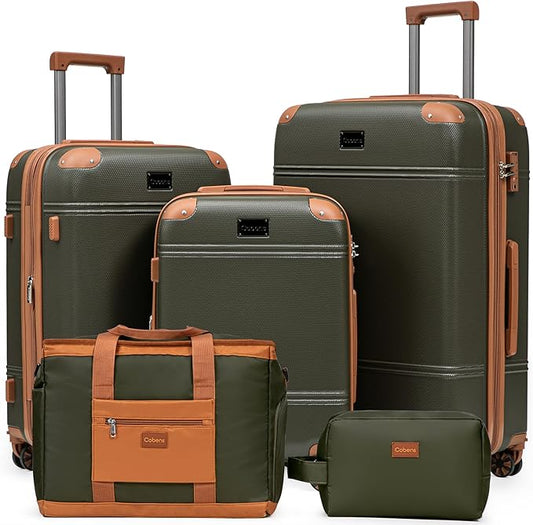 Expandable Luggage Sets 5 Piece with Detachable Spinner Wheels and TSA Lock,ABS Hard Case Suitcases with Wheels,Carry On Luggage Set