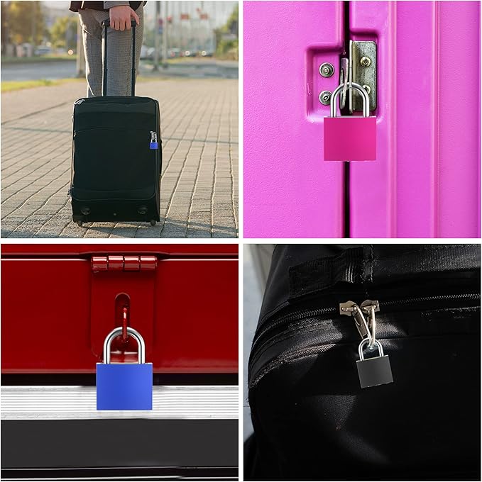 10 Pcs Suitcase Locks with Keys, Small Padlock with Key, Luggage Padlocks, Mini Keyed Padlock for Travel Bags, School Gym Locker, Toolbox - 23mm (Colorful)