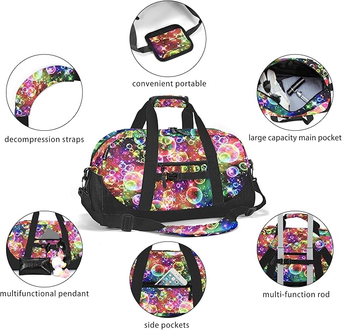 Stumdo Kids Overnighter Duffel Bags for kids, Carry-On Size & Ideal for School Practice or Overnight Travel Weekender Tote for Travel Gym Sport bag for Boys & Girls (11ppao)