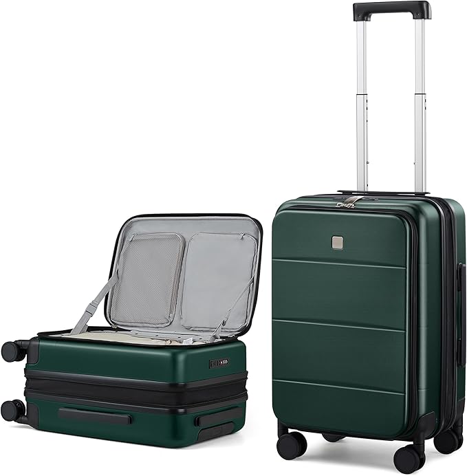 MILADA 20-Inch Expandable Carry On Luggage, Hard Shell Top-Opening Luggage with Wheels, TSA-Approved Small Travel Bag for Men and Women Carry-On Suitcase, Blackish Green