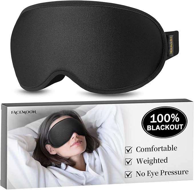 FACEMOON Sleep Mask for Men & Women – 3D Weighted Design, 100% Blackout, Extension Sleep Protector – Perfect for Airplane Travel, Camping, Road Trips & Long Flights, Contoured Eye Cover