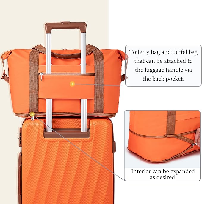 Luggage Sets 6 Piece Suitcases with Wheels,ABS Hard Case Suitcases with Spinner Wheels,Durable Travel Luggage(Orange, 6 Piece Set(16"/20"/24"/28))