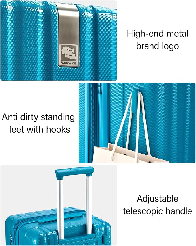 Hanke 29 Inch Plus Expandable Luggage Large Suitcases with Wheels,Checked Luggage Hard Shell Suitcases, PC Trunk Luggage Extra Large Suitcase with Lock for Women Men(Caribbean Blue)