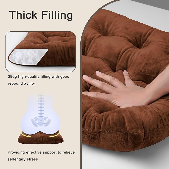 OVOV 4 Pack Chair Cushions for Dining Chairs Soft Seat Cushions for Kitchen Desk Chairs Square Chair Pads with Ties (15.5"x15.5" Coffee)