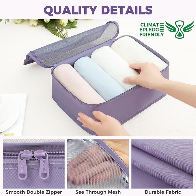 BAGAIL 9 Set Packing Cubes with Packing List Luggage Packing Organizers for Travel Accessories