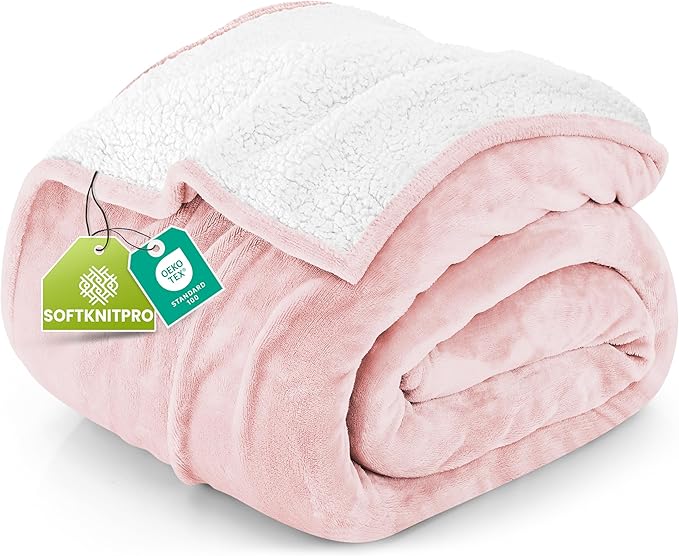 Utopia Bedding Sherpa Blanket Twin Size (Pink, 60x80 Inches) - Soft Lightweight Plush Fleece Reversible Winter Blanket for Bed, Sofa, Couch, Camping and Travel