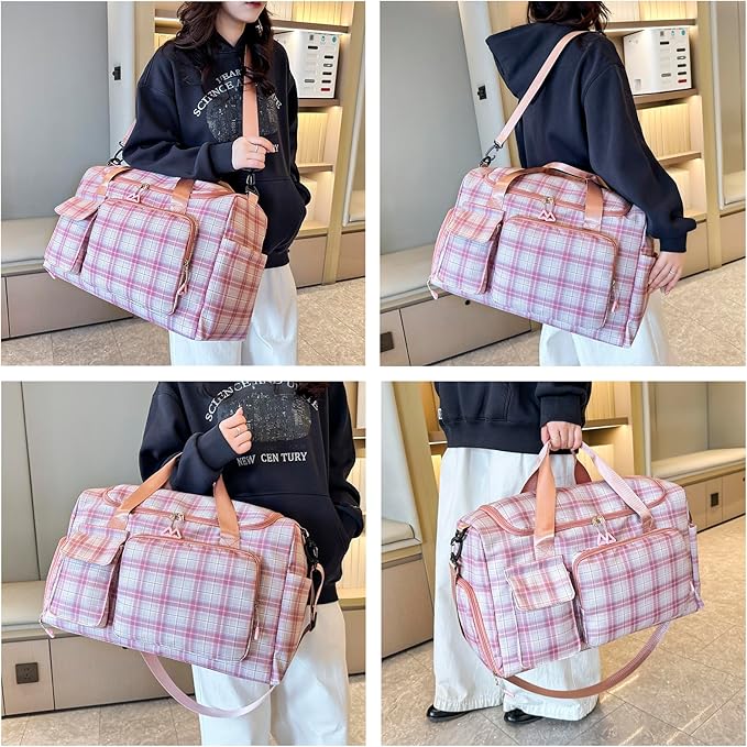 Small Gym Bag for Women, Travel Duffle Bag Carry On Weekender Bag with Shoe Compartment
