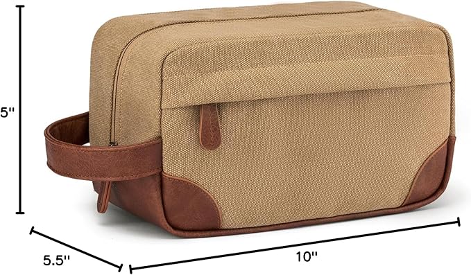 Vorspack Travel Toiletry Bag - Hanging Toiletry Bag for Men Water Resistant Canvas Shaving Bag with Large Capacity for Travel - Brown