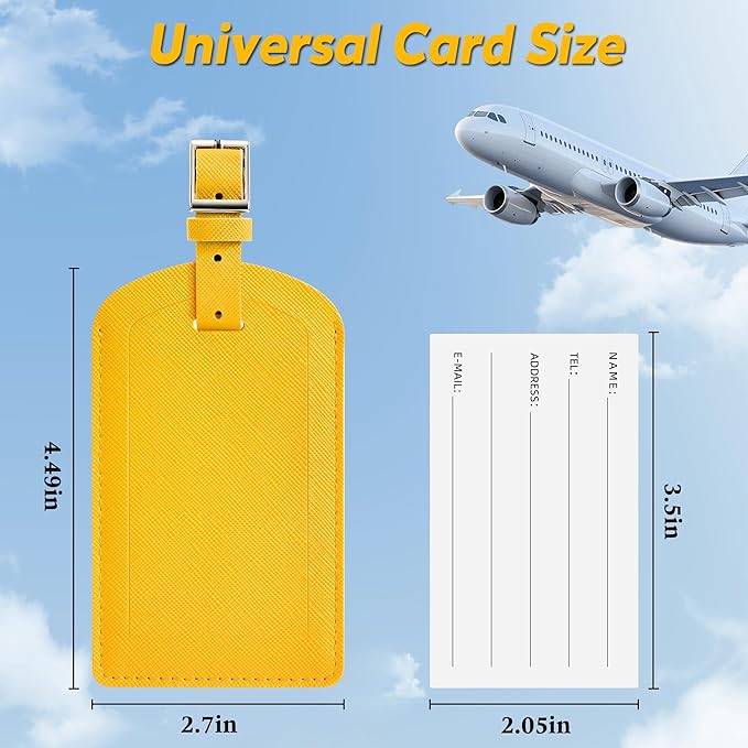 3 Pack Luggage Tags for Suitcases, TSA Approved Bag Tags, Baggage Tags with Privacy Protection, Travel Essentials Luggage Accessories, Lemon Yellow