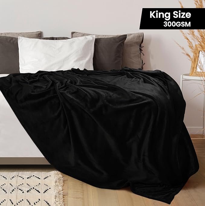 Utopia Bedding Fleece Blanket King Size Black (90x102 Inches) Ultra Soft Warm Lightweight Microfiber Breathable Anti-Static Cozy Winter Bed Blanket, All-Season Home Decor Gift for Men & Women