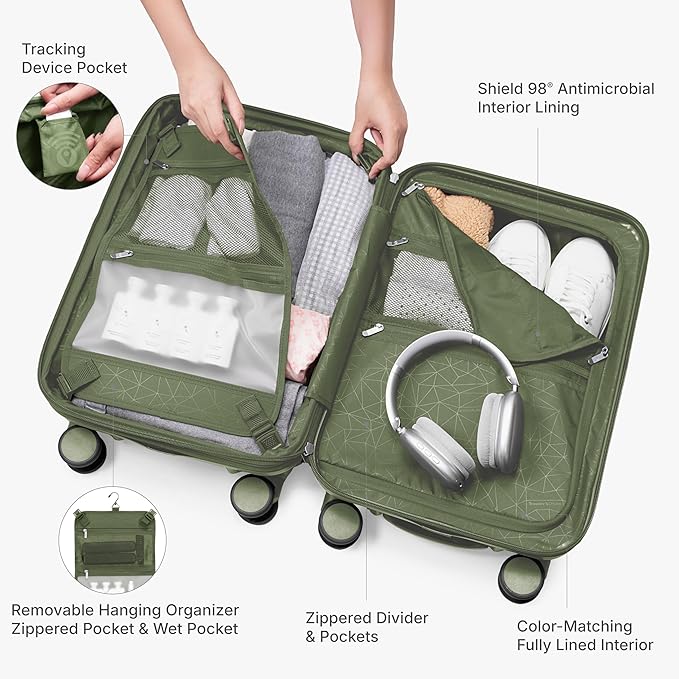 Traveler's Choice Edinburgh II Hardside Spinner Luggage, TSA Lock, Green, 29" Large