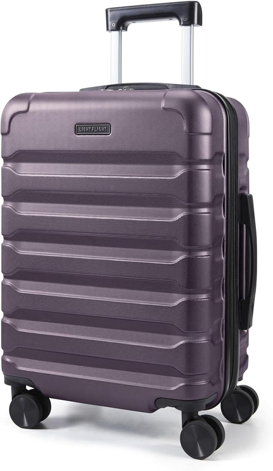 LIGHT FLIGHT Carry On Luggage 22x14x9 Airline Approved, Expandable Carry On Suitcases with Wheels, Lightweight Luggage, Durable Hard Shell 20 Inch Rolling Suit Case for Men Women Travel, Lilac Purple