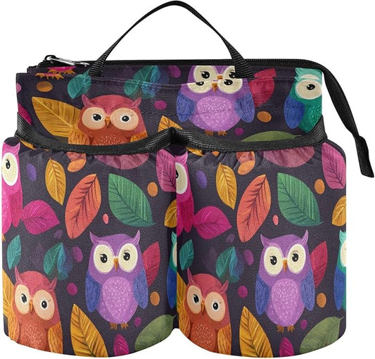 Luggage Cup Holder for Suitcases Free Hands Travel Cup Holder Portable Suitcase Cup Drink Holder Luggage Cup Caddy Bag Carrier Black Owl and Leaves