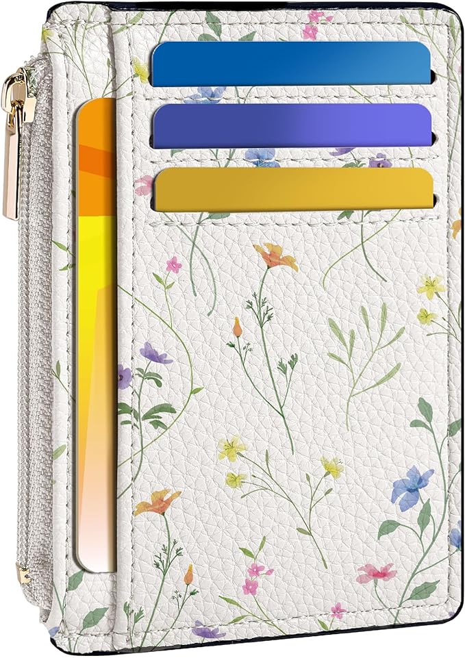 Tipmile Credit Card Holder for Women Slim Minimalist Front Pocket RFID Blocking Wallet Small Compact Card Case with ID Window, Ditsy Floral