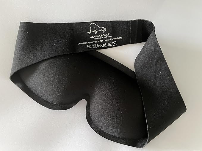 Minimalist Design Eye Sleep Mask, Non-Adjustable and Comfortable Headband Over Ears w/o Side Buckles (Black)