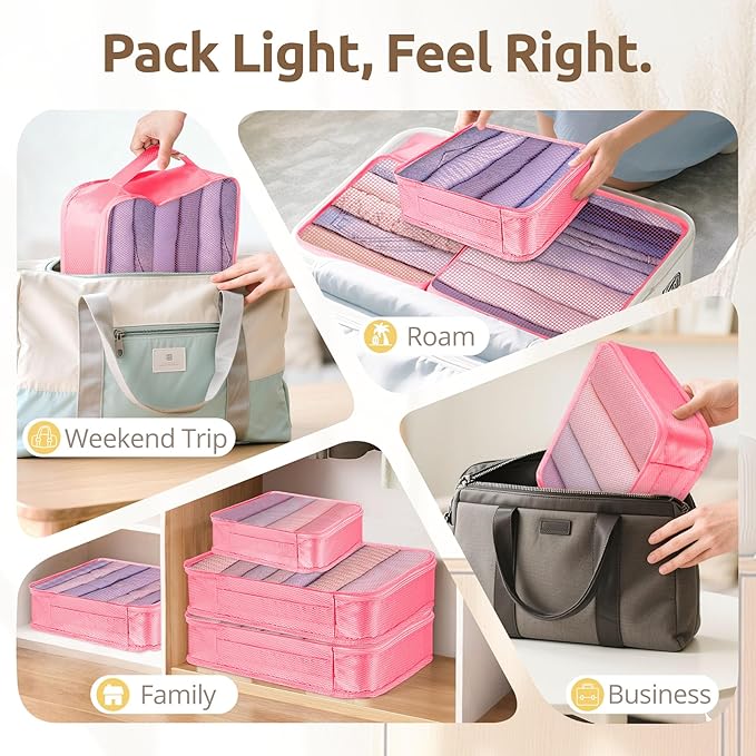 All-in-One 22 Pcs Packing Cubes for Travel Essentials –Includes Cubes,toothbrush covers，Silicone Bottle Cover,zipper bags, Matte Cosmetic Bag, Drawstring bag for Carry-On & Suitcase