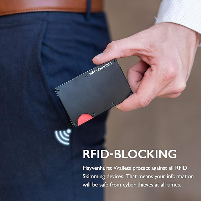 Hayvenhurst Wallet For Men - Reinvented Design Men's Wallet - Slim, Minimalistic & Seamless Card Case, Blocks RFID Scanners, Holds 12 Cards (Obsidian)