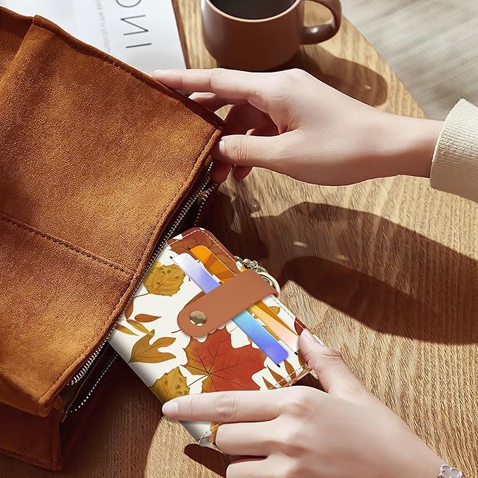 Airkit Small Wallets Woman RFID Blocking Leather Credit Card Holder - with ID Window - Card Wallets for Women - with Zipper Coin Purse - Keychain Wallet
