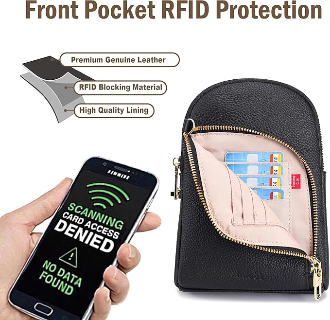 INICAT RFID Blocking Sling Bag, Anti Theft Crossbody Bag for Women, Travel Fanny Pack Style Purse, Vegan Leather