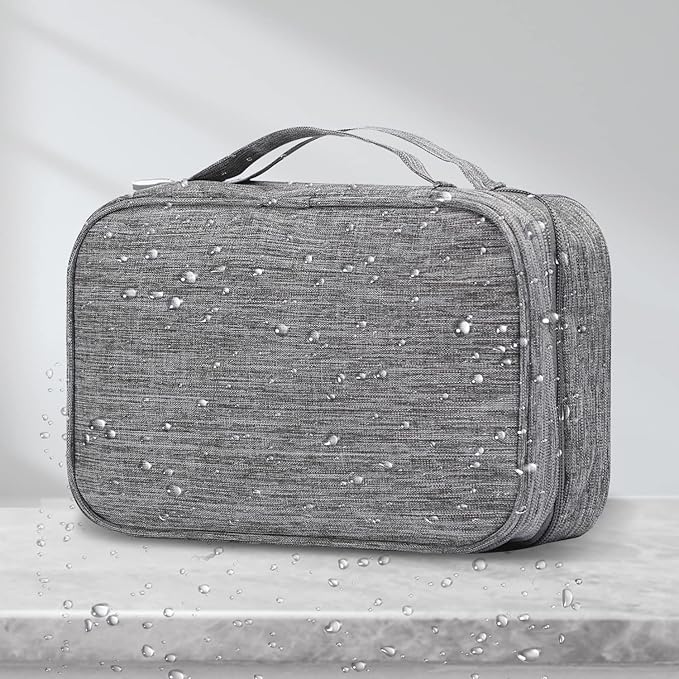 Etercycle Toiletry Bag for Women Men, Waterproof Hanging Toiletry Bags for Traveling, Portable Foldable Travel Wash bag with Hanging Hook, Shaving Bag for Bathroom Shower- Gray