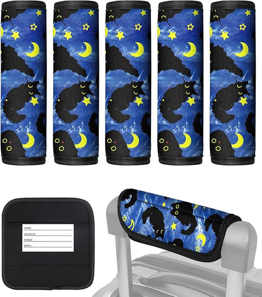 Slohif Luggage Handle Wrap 5Pcs Suitcase Identifier - Bag Strap Cover for Bogg Travel Accessories Easy Identification Bright Marker Sleeve Grips Comfort Neoprene Concealed Tag for Airport Cat