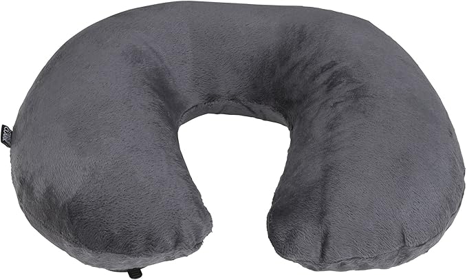 Lewis N Clark Compact Portable Adjustable and Inflatable Cervical Neck Pillow for Travel, Gray