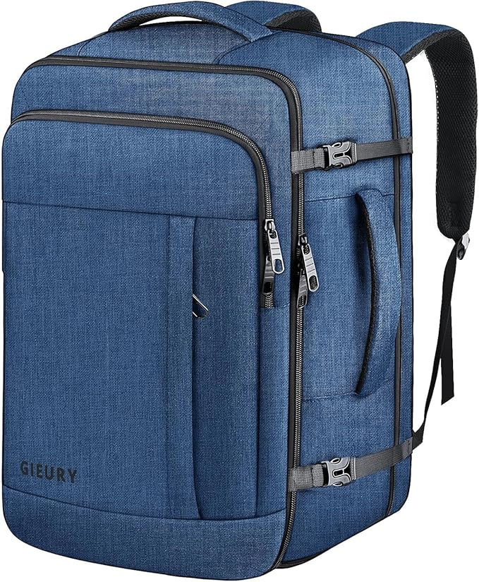 Carry On Backpack, Extra Large 50L Travel Backpack for Men & Women, Expandable Backpack For Airplanes, 17 Inch Laptop Backpack, Luggage Suitcase 40L Daypack Lightweight Business Weekender Bag, Blue