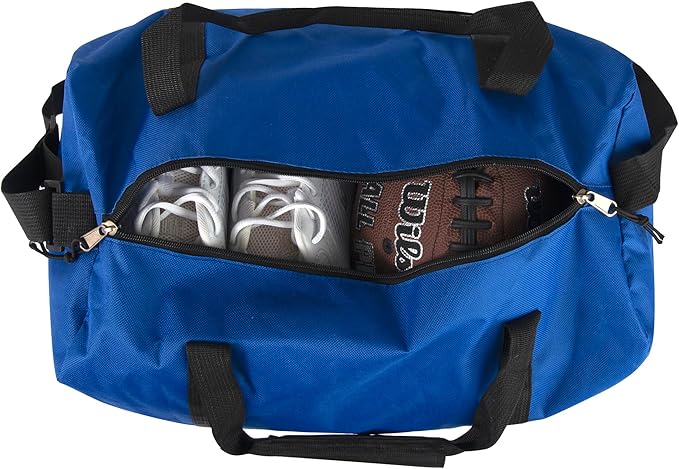 30 Liter, 17 Inch Canvas Duffle Bags for Men and Women – Travel Weekender Overnight Carry-On Shoulder Duffel Tote Bags (Blue)
