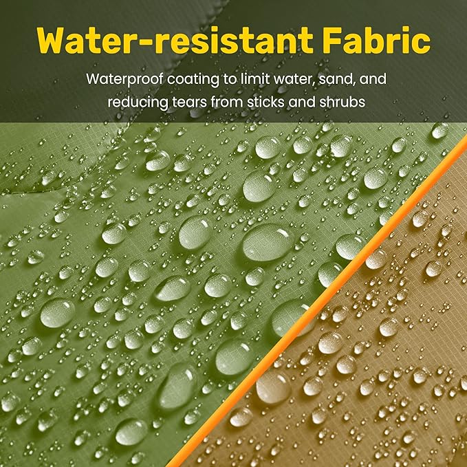 UNIKOME Waterproof Puffy Camping Blanket - Lightweight Packable Outdoor Quilt with Snaps & Corner Loops, Warm Compact Blanket for Cold Weather Hiking Picnic Stadium Travel, 75"×52", Army Green&Brown