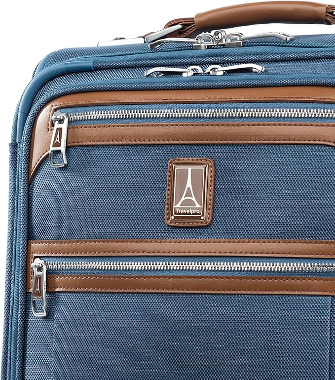 Travelpro Platinum Elite Softside Expandable Carry on Luggage, 8 Wheel Spinner Suitcase, USB Port, Suiter, Men and Women, Coastal Blue, Carry On 21-Inch