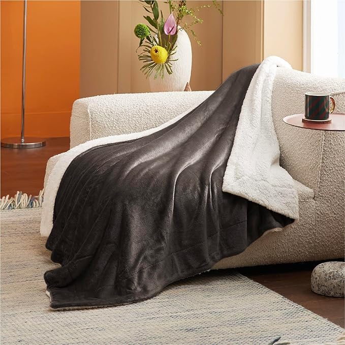 Bedsure GentleSoft Sherpa Fleece Twin Size Blanket for Couch, Non-Heated, Thick and Warm Throw for Women and Men, Soft Fuzzy Plush Twin Blanket for Winter, Brown, 60x80 Inches