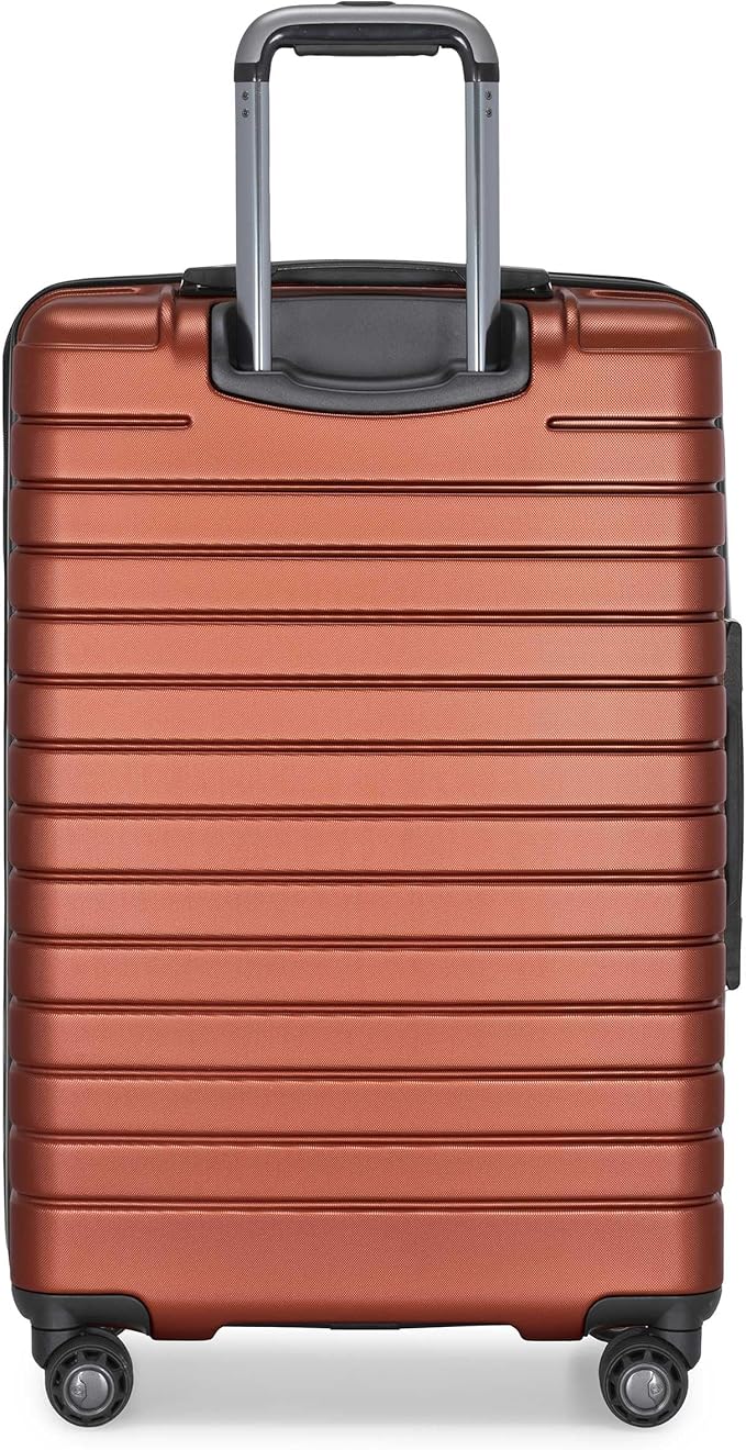 Traveler's Choice Archer Polycarbonate Expandable Luggage with Spinner Wheels, Orange, Checked 26-Inch