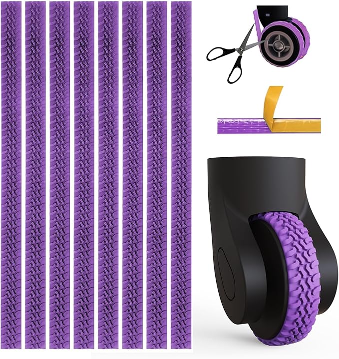 8pcs Luggage Wheels Covers, Suitcase Wheel Covers, Luggage Wheel Protector, Waterproof, Noise Reducing Protectors for Carry-Ons, Universal Fit, Essential Travel Accessories, Purple Y