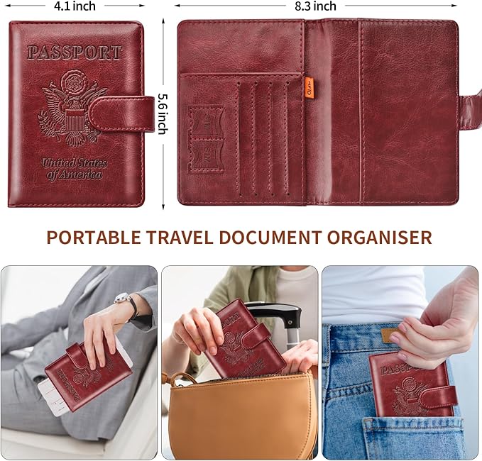 Herain Passport Holder for Travel Cruise Essentials, 2 Pcs Passport Cover Wallet Case Travel Gifts Women Men Family, RFID Passports Book Card Holders Travels Accessories Must Haves