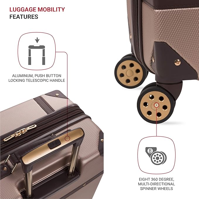 SwissGear 7739 Hardside Luggage Trunk with Spinner Wheels, Blush, Checked-Large 26-Inch