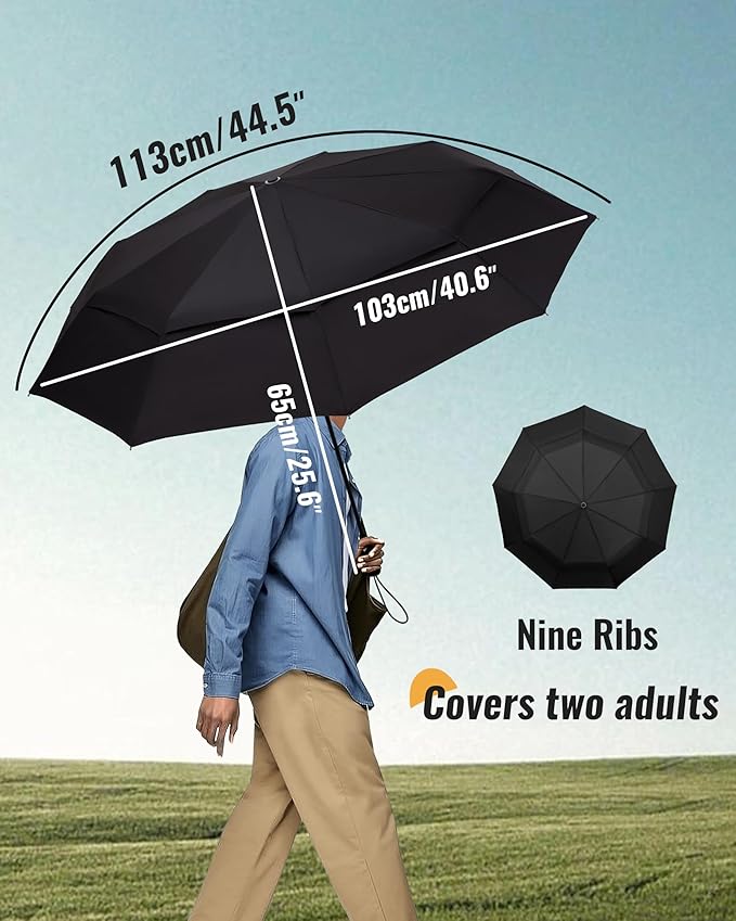 Travel Compact Umbrella Windproof - Portable Automatic for Rain, Folding Umbrella for Men and Women, Portable 210T Fabric